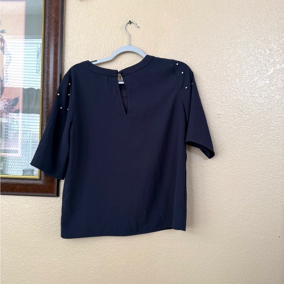 Ann Taylor Navy Blue Faux Pearl Top Size Small - Picture 4 of 4